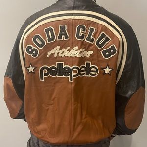 Black and brown Pelle Pelle leather jacket